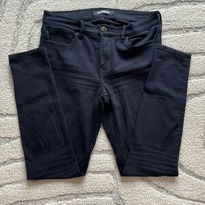 Express, black, mid-rise stretch jeans, size 8R